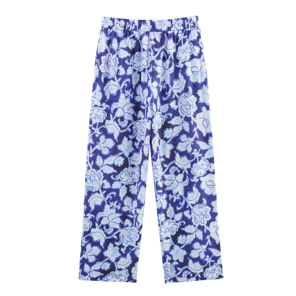 Women Clothing Design Short Sleeve Floral Print Shirt Casual Pants Set