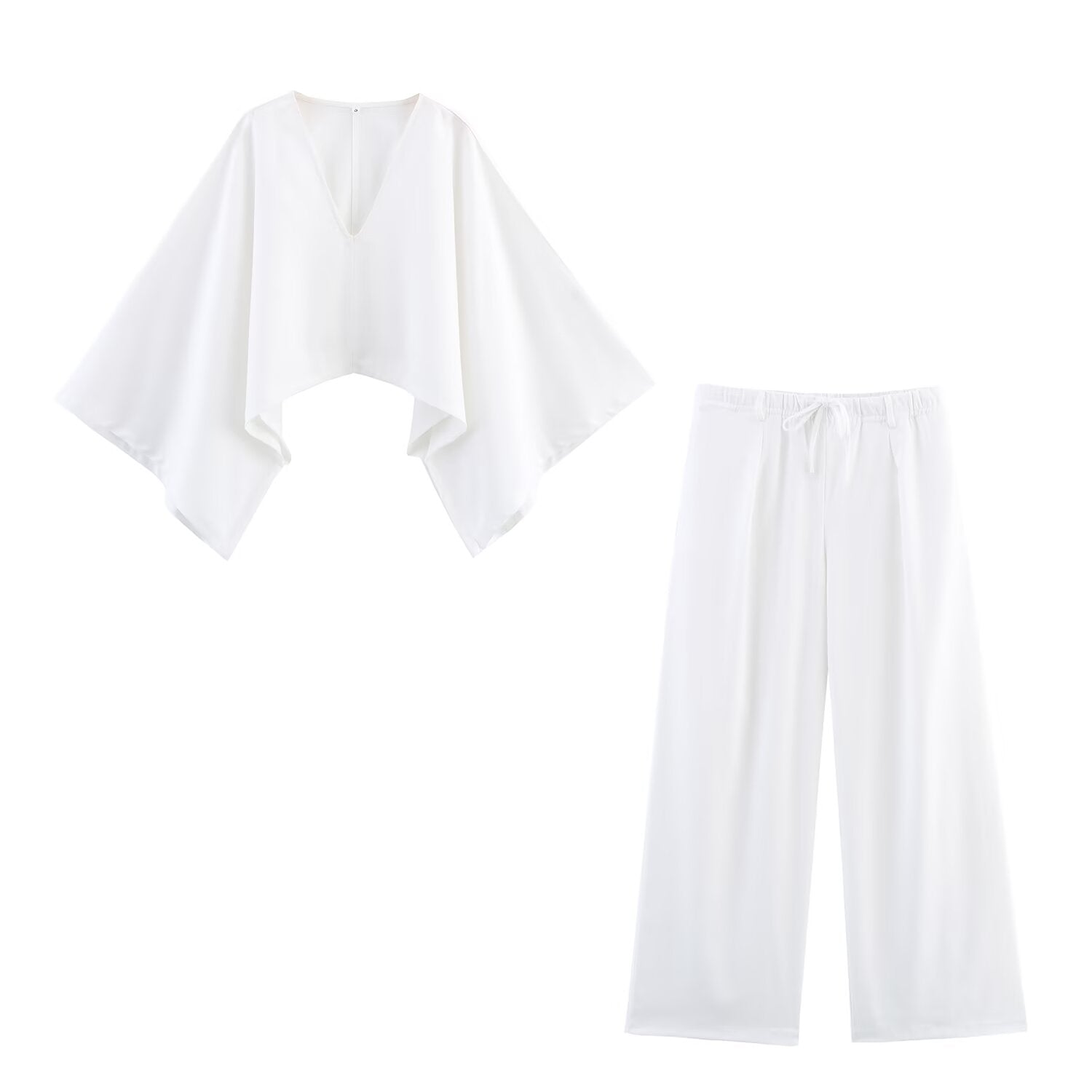 Women Clothing Asymmetric Solid Wide Leg Pant Sets