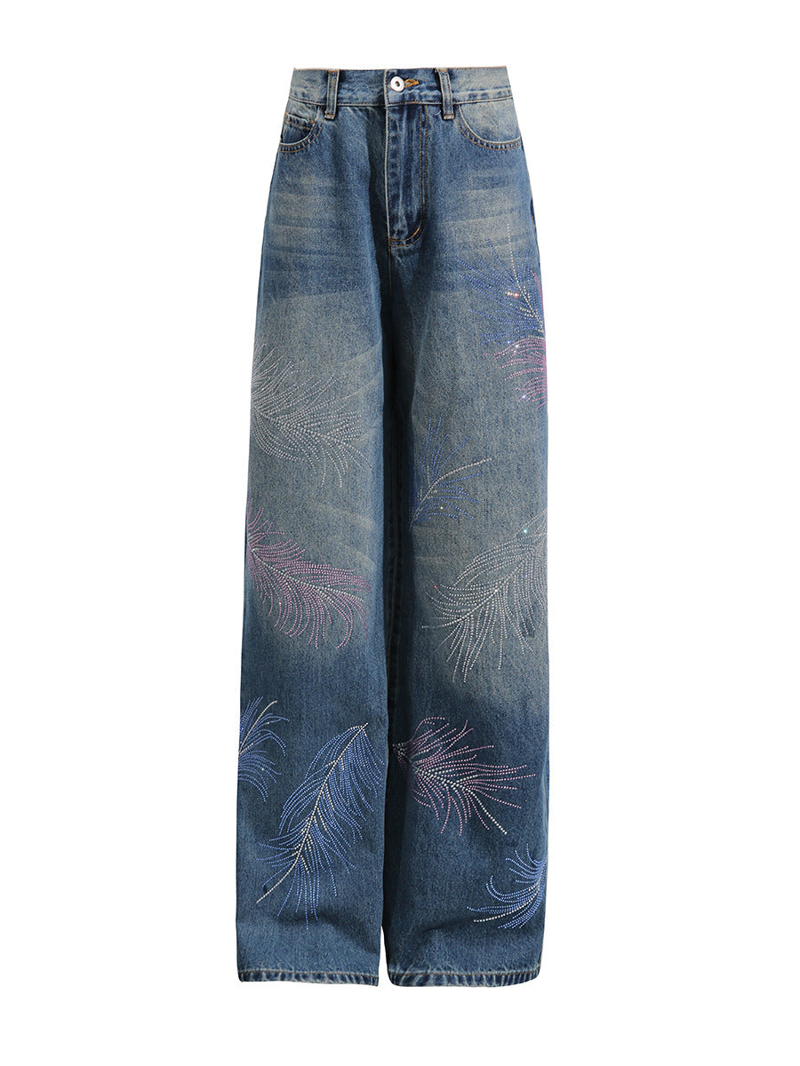 High Waist Loose Jeans for Women Summer Comfort Casual Slimming Drape Light Color High Grade Straight Leg Pants