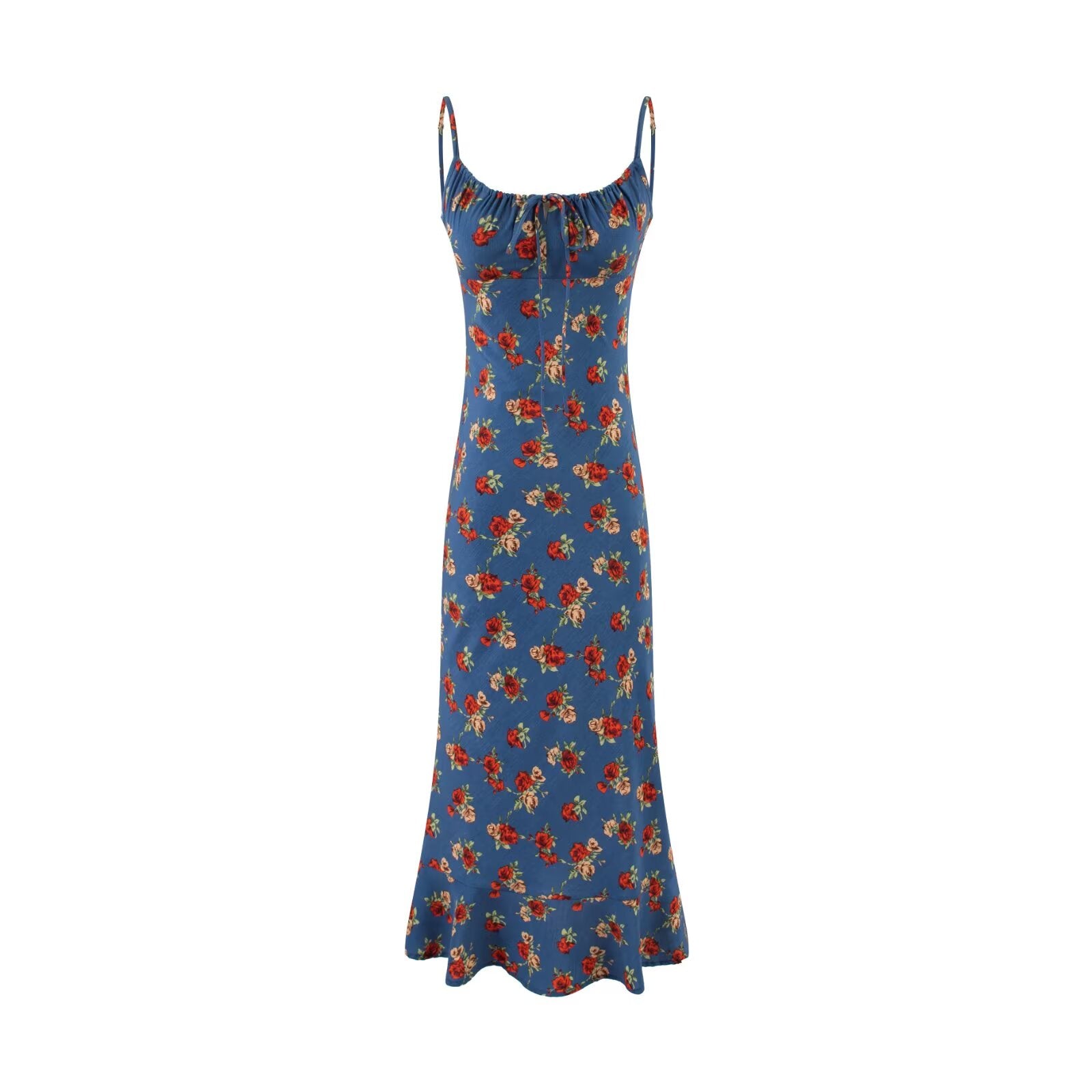 Sweet Printed Chic Sleeveless Sling Dress Square Collar Vintage Vacation Dress