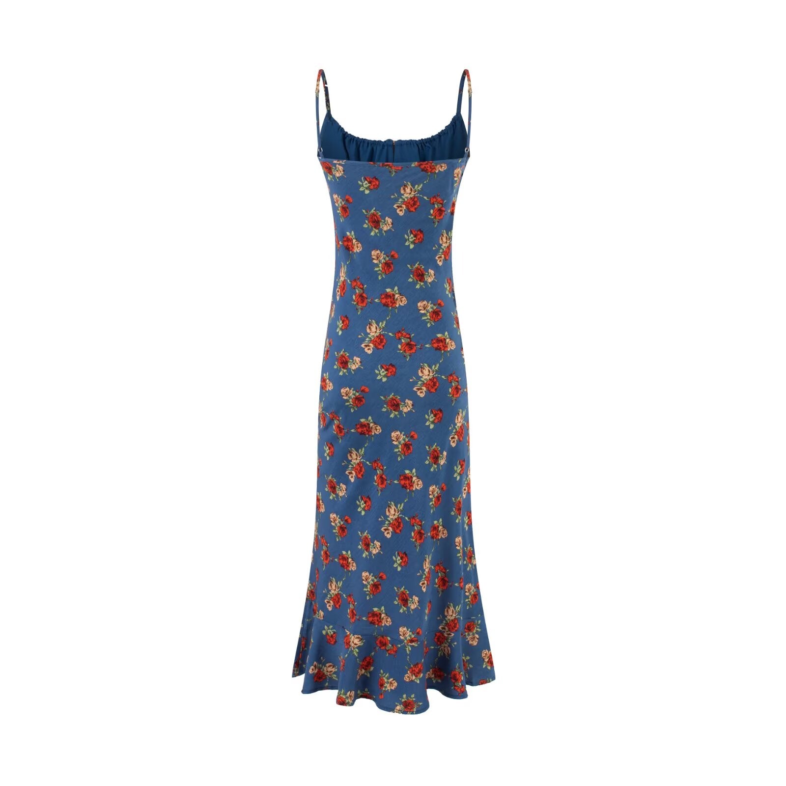 Sweet Printed Chic Sleeveless Sling Dress Square Collar Vintage Vacation Dress