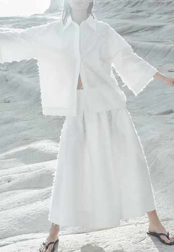 Summer Women Clothing Tops Shirt Tassel A line Skirt Set Women
