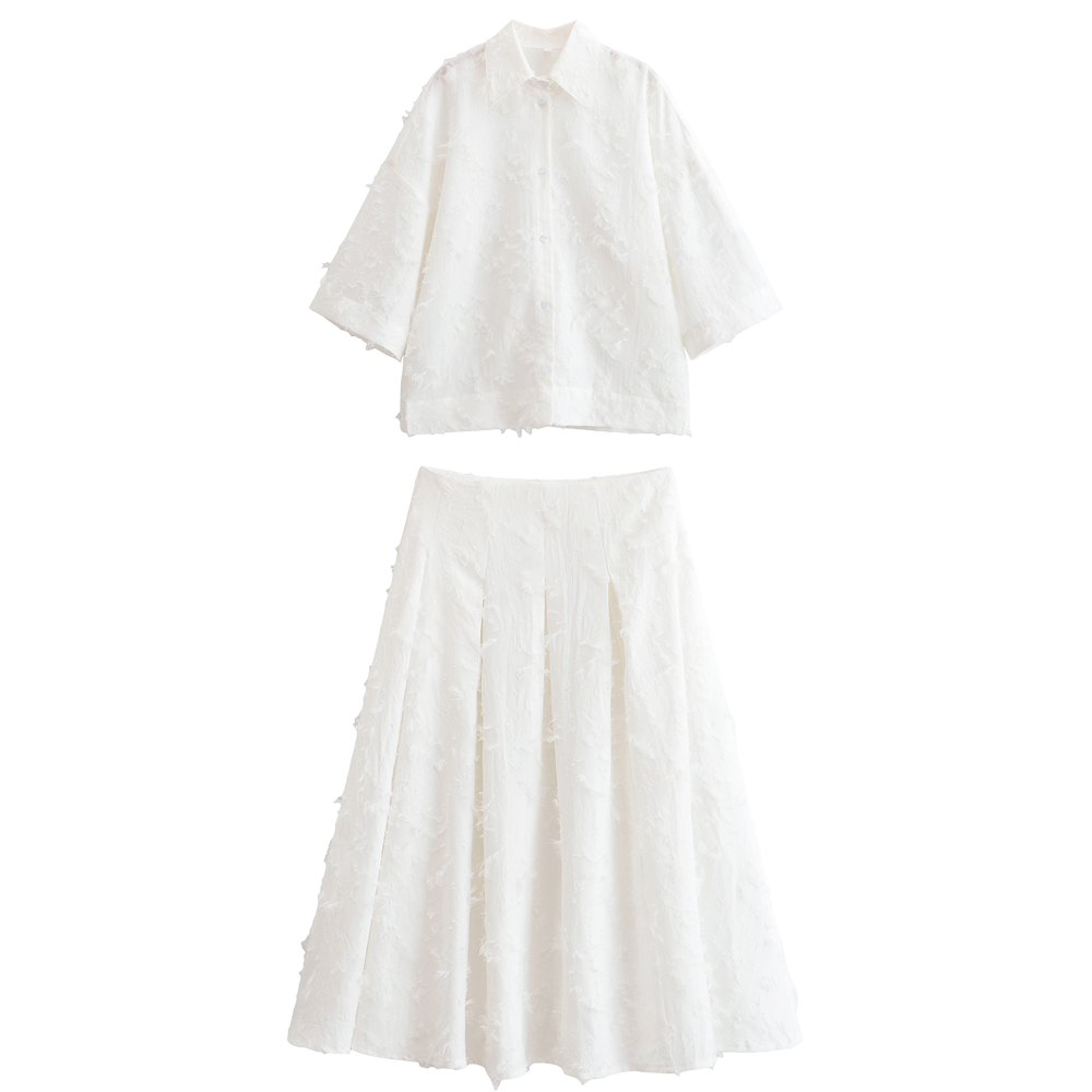 Summer Women Clothing Tops Shirt Tassel A line Skirt Set Women