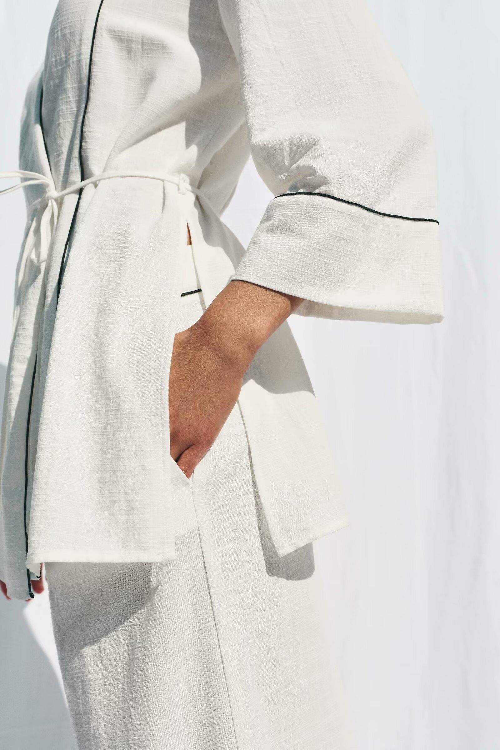 Summer Women Clothing Piping Double Breasted Coat Casual Trousers