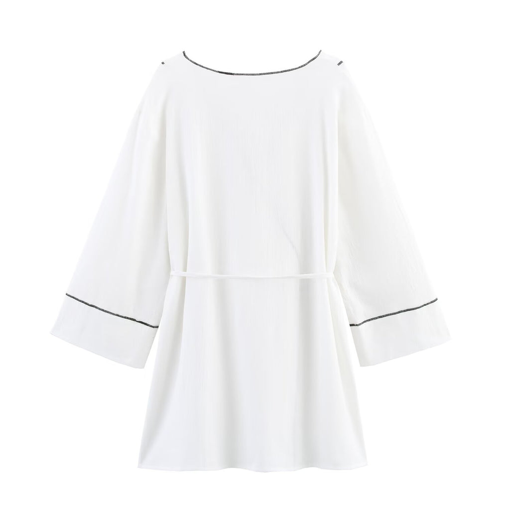 Summer Women Clothing Piping Double Breasted Coat Casual Trousers