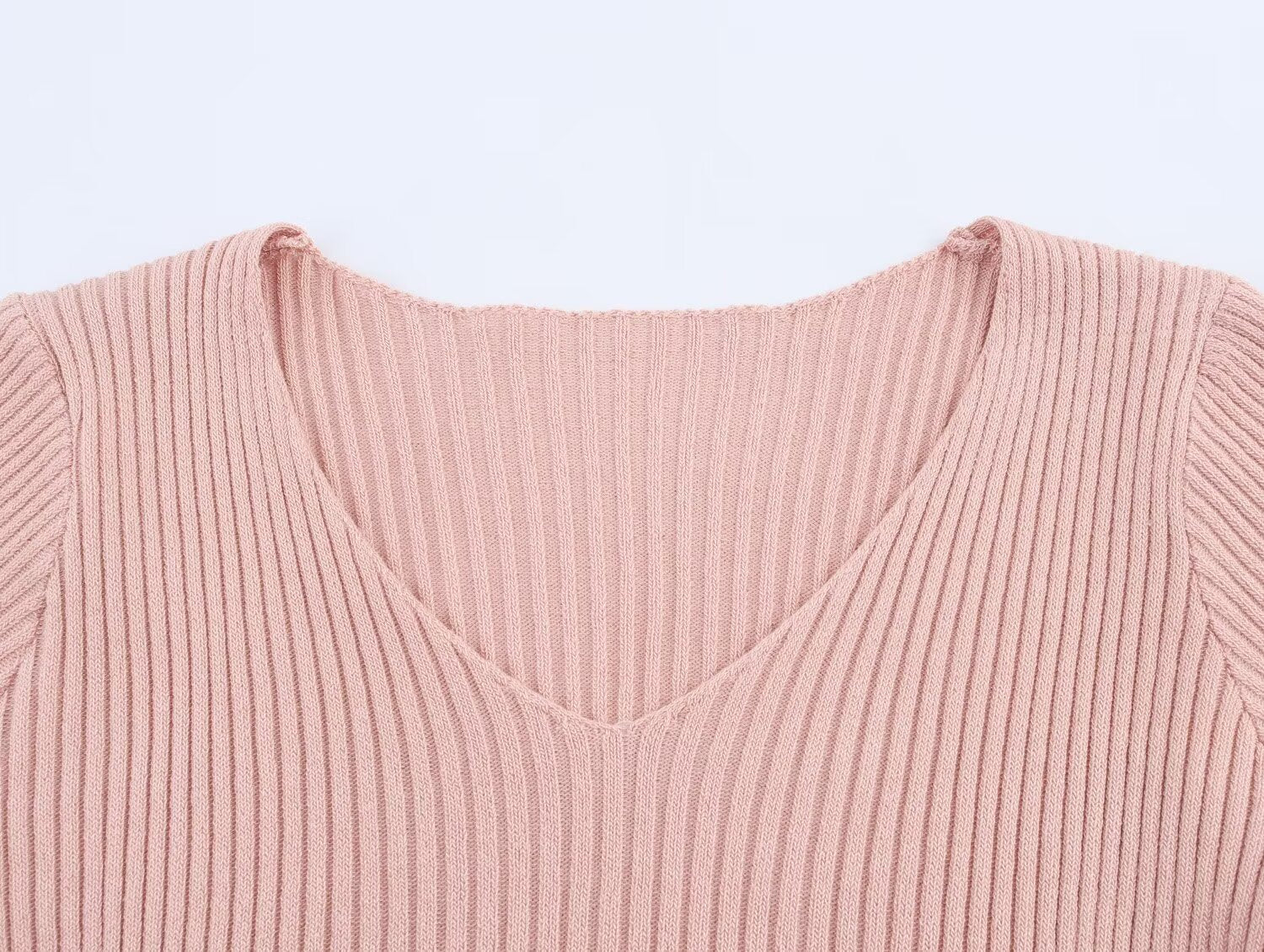 Summer Women Casual Solid Color Vertical Stripes Mid Length Knitted Short Sleeve