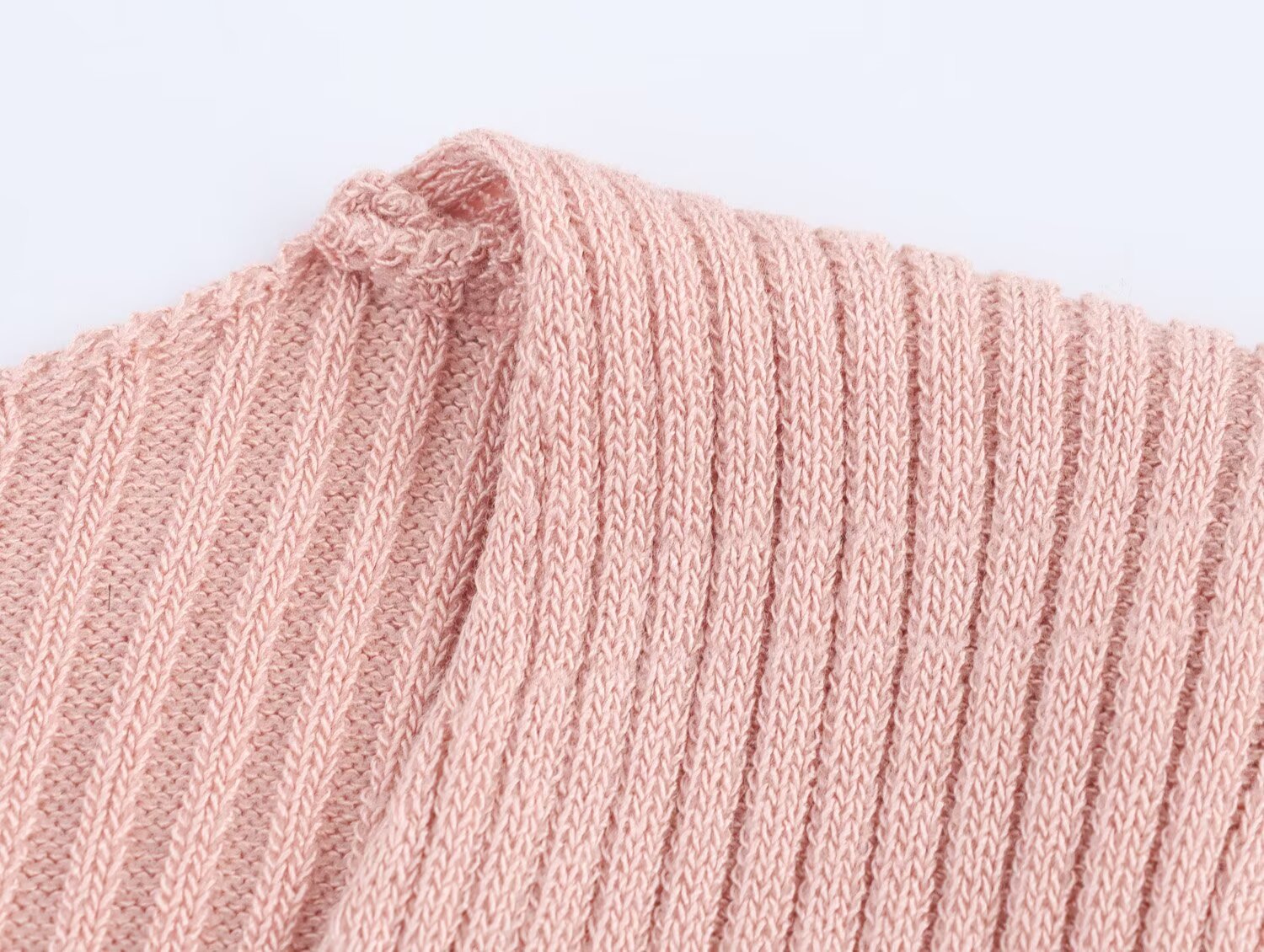 Summer Women Casual Solid Color Vertical Stripes Mid Length Knitted Short Sleeve
