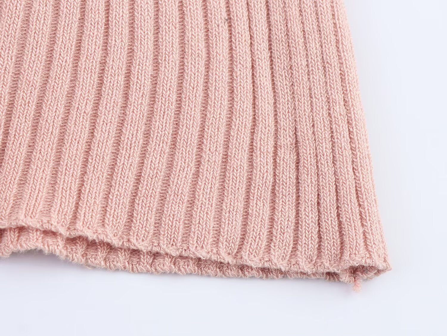 Summer Women Casual Solid Color Vertical Stripes Mid Length Knitted Short Sleeve