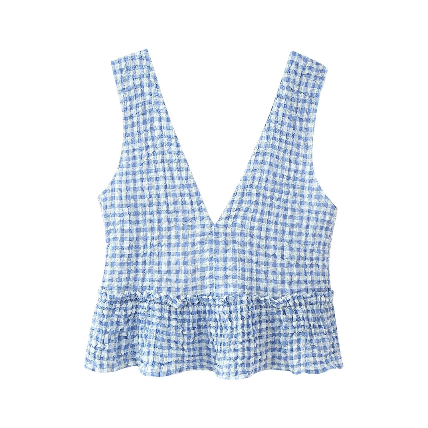 Women Clothing Early Spring Small Grid Top Skirt Set