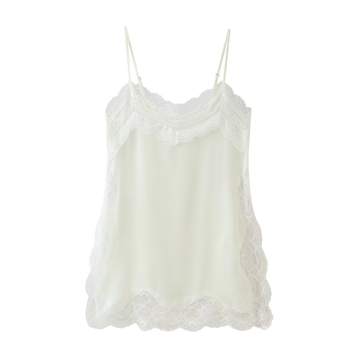 Women Clothing Spring Summer Cloth Age Reducing Lace Patchwork Slit Sling