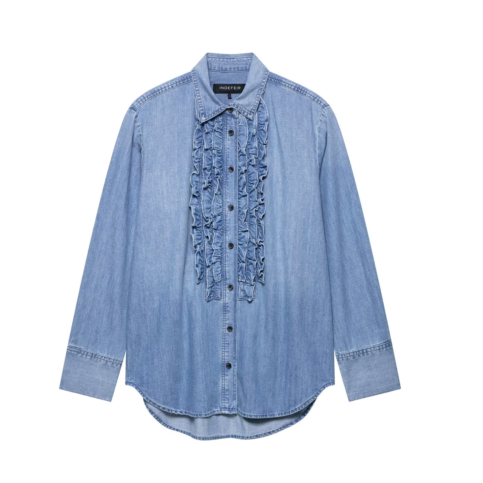 Summer Women Clothing Street Casual Denim Long Sleeve Shirt