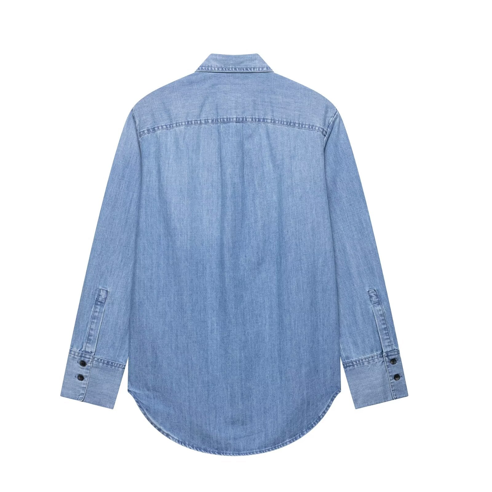 Summer Women Clothing Street Casual Denim Long Sleeve Shirt