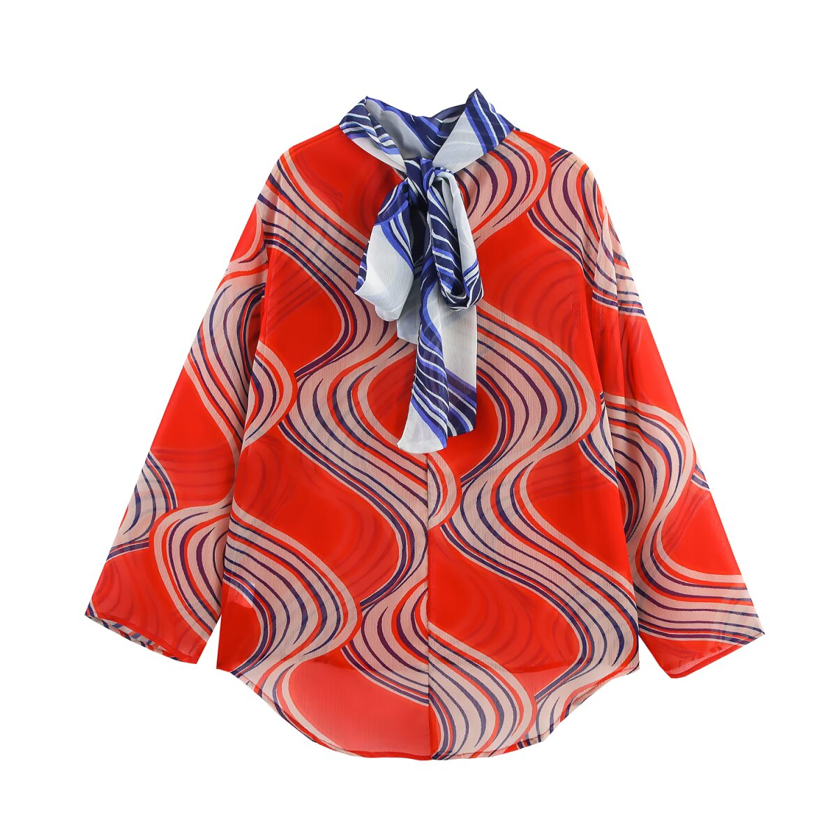 Women Clothing Bowknot Decoration Printed Shirt Trousers Sets