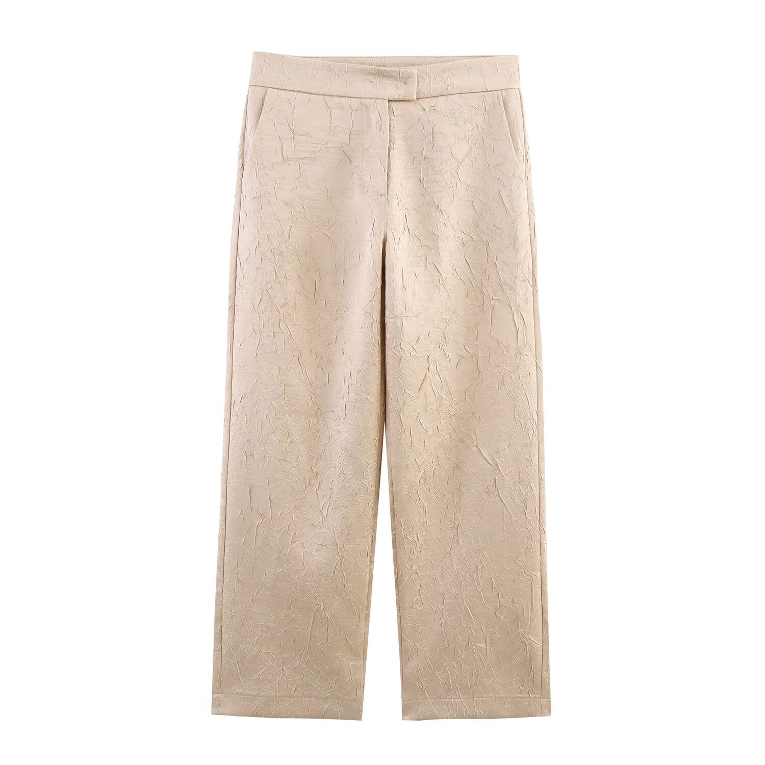 Summer Women Clothing Pleated Effect Satin Top Wrinkle Satin Pants Sets