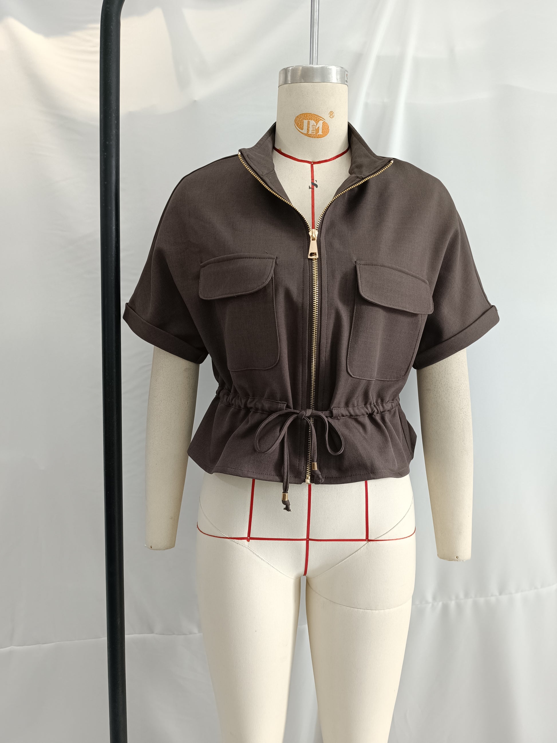 Summer Wind Fashionable Curled Brim Short Sleeve Hunting Loose Collared Shirt Women Casual Trousers Suit