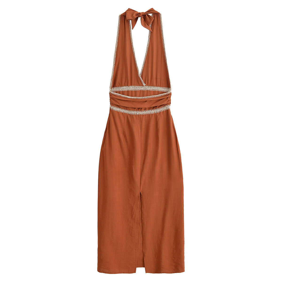 Summer Women Clothing Simple Embroidery Midi Dress