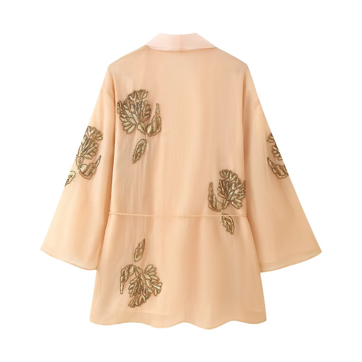 Women Beaded Blended Short Kimono Overcoat Coat