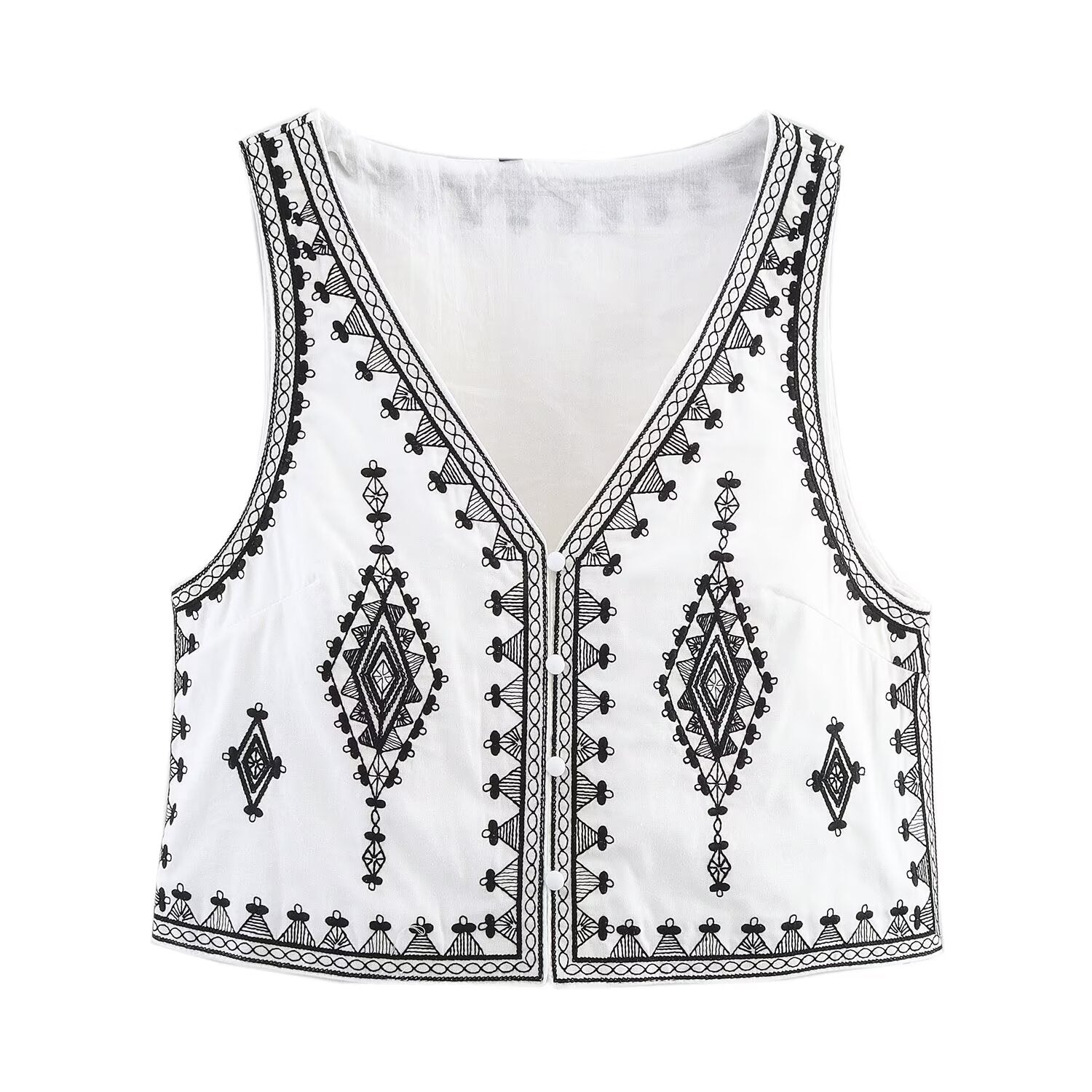 Summer Women Contrast Color Embroidery Vest Contrast Color Embroidery Casual Shorts Sets