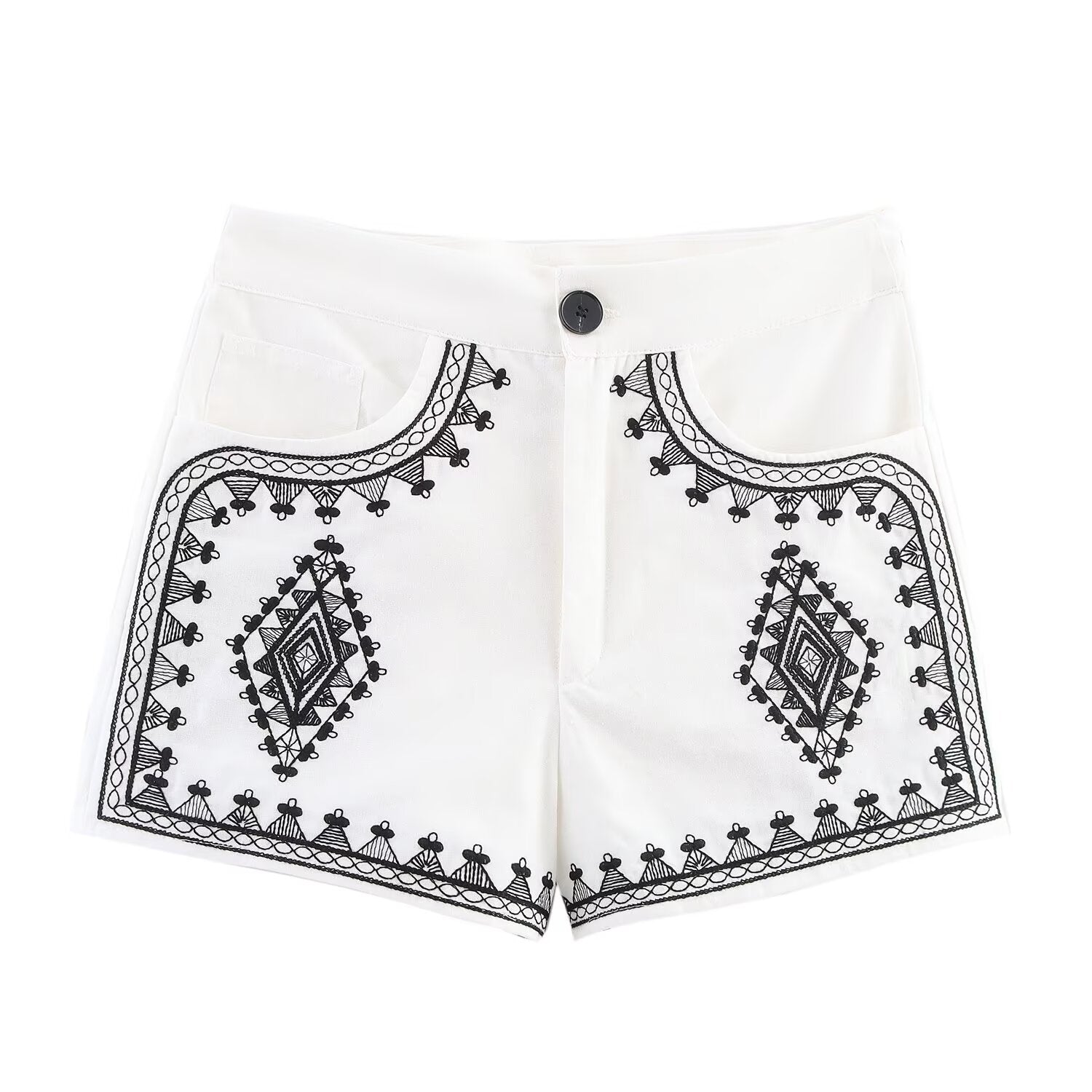 Summer Women Contrast Color Embroidery Vest Contrast Color Embroidery Casual Shorts Sets