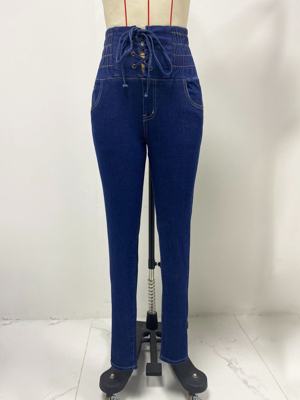 Spring Summer Sexy Hip Lifting Lace up Skinny Jeans