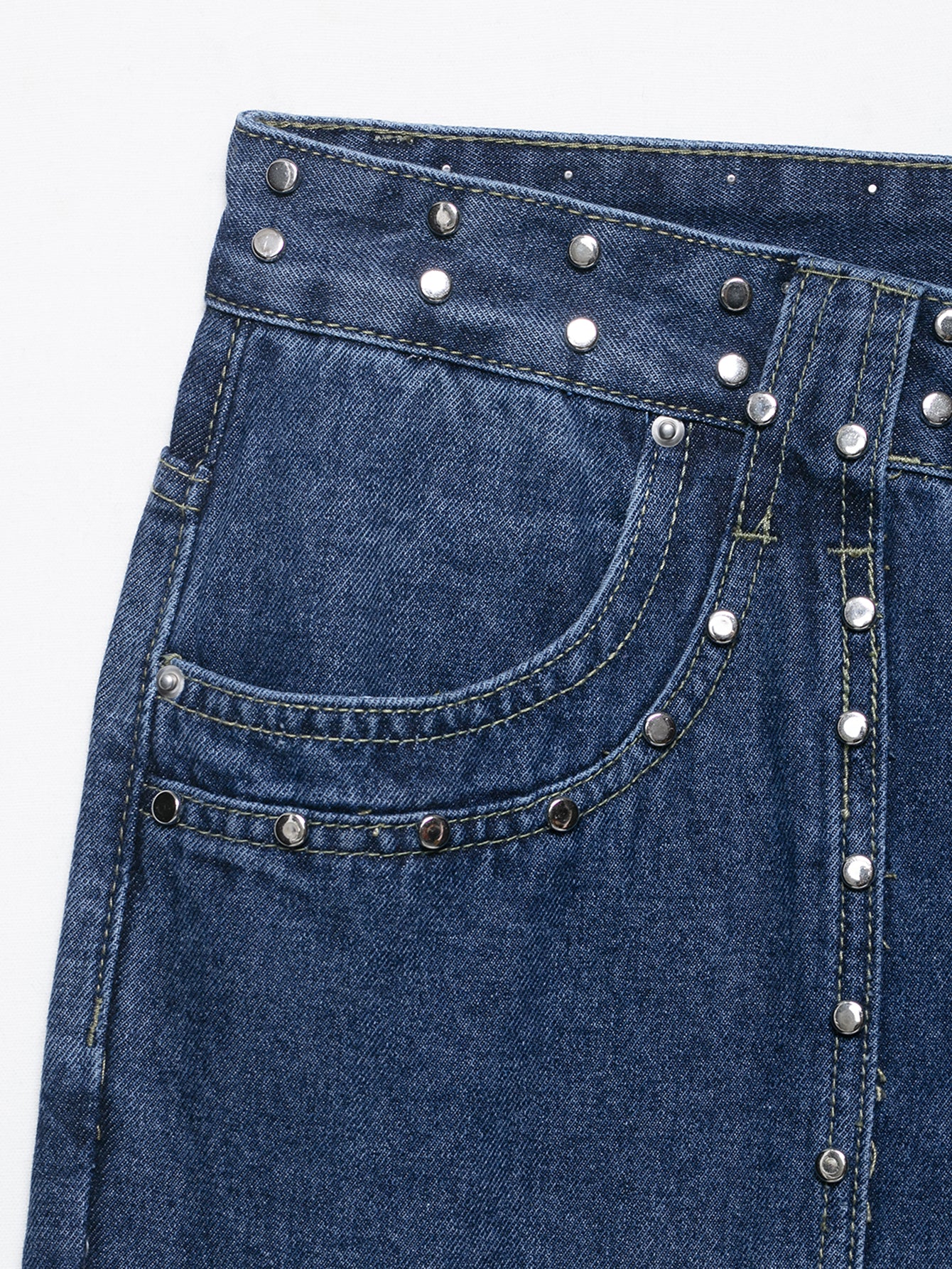 Women Clothing Fashionable Temperamental All Match Rivet Decorative Embroidered Low Waist Jeans Trousers