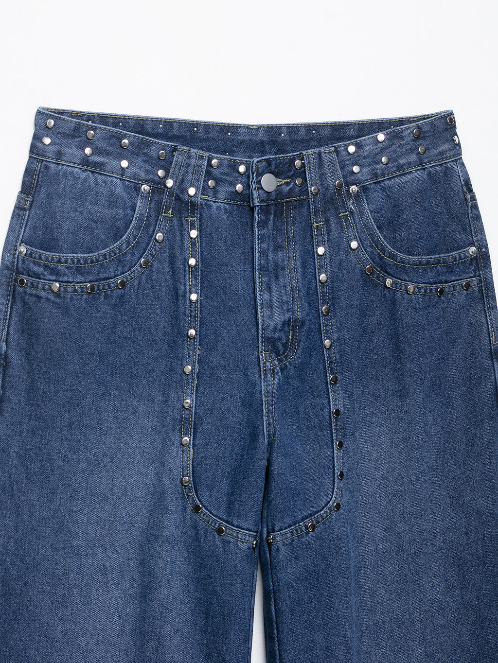 Women Clothing Fashionable Temperamental All Match Rivet Decorative Embroidered Low Waist Jeans Trousers