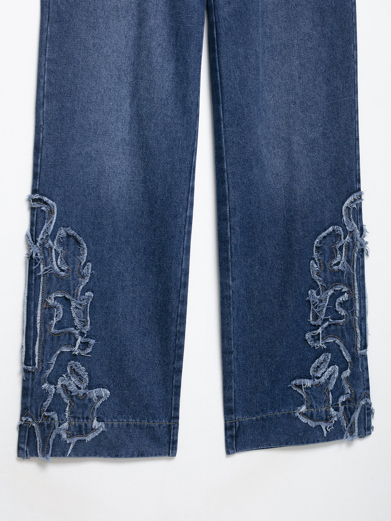 Women Clothing Fashionable Temperamental All Match Rivet Decorative Embroidered Low Waist Jeans Trousers