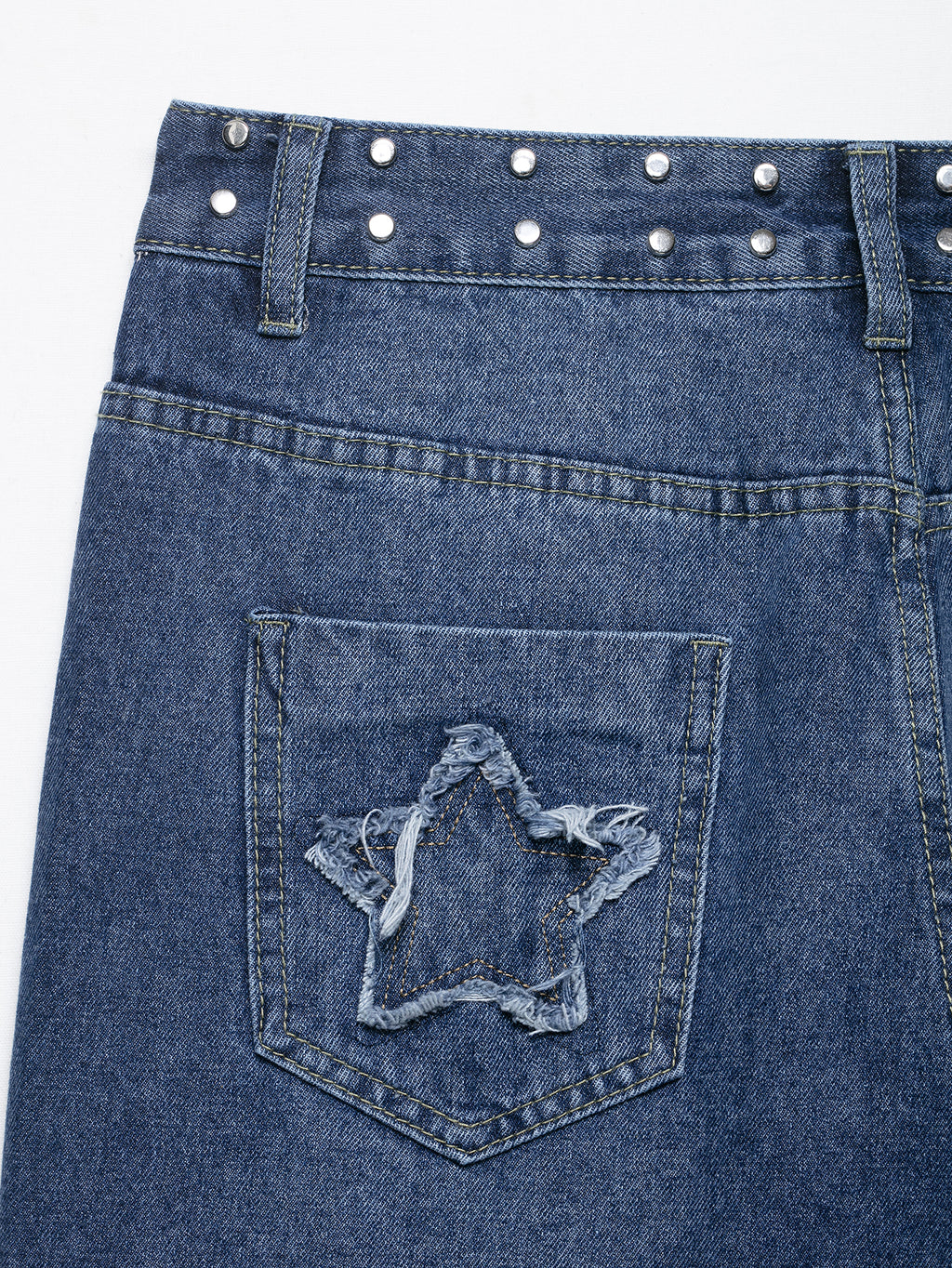 Women Clothing Fashionable Temperamental All Match Rivet Decorative Embroidered Low Waist Jeans Trousers