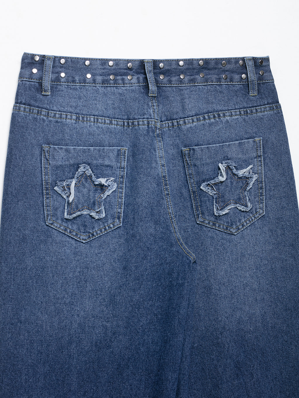 Women Clothing Fashionable Temperamental All Match Rivet Decorative Embroidered Low Waist Jeans Trousers