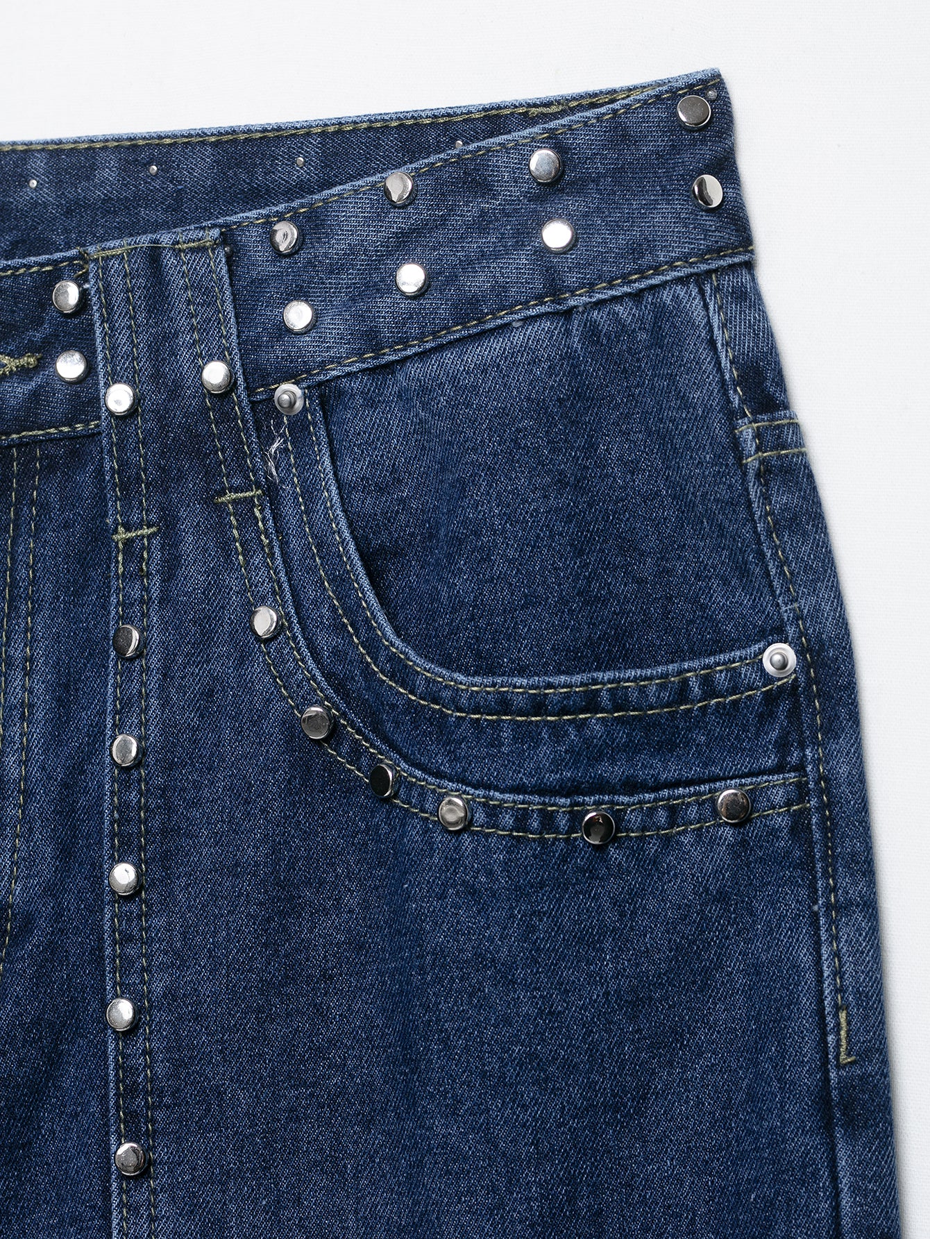Women Clothing Fashionable Temperamental All Match Rivet Decorative Embroidered Low Waist Jeans Trousers