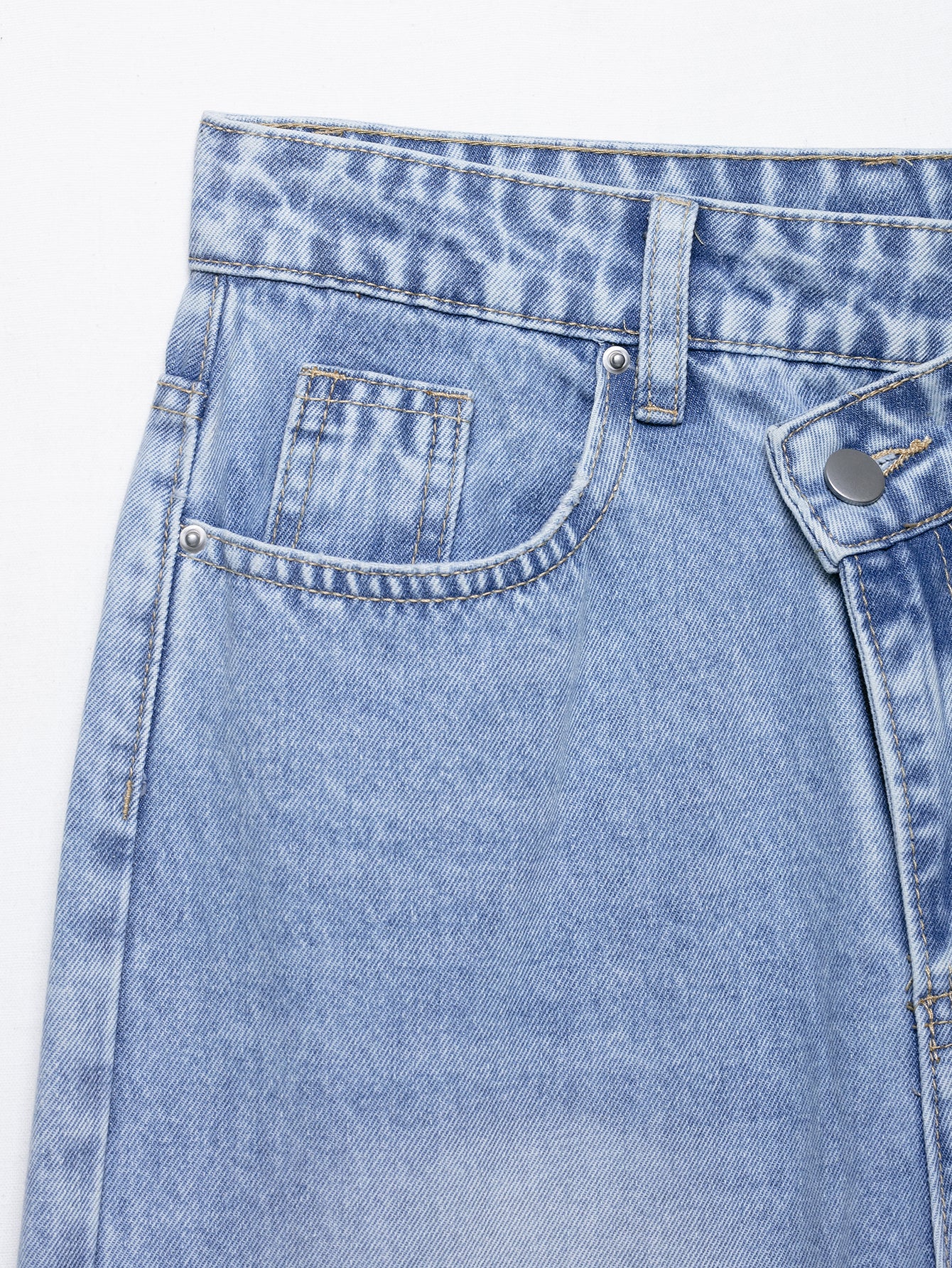 Women Clothing Summer Double Breasted Waist High Waist Long Straight Ankle Jeans