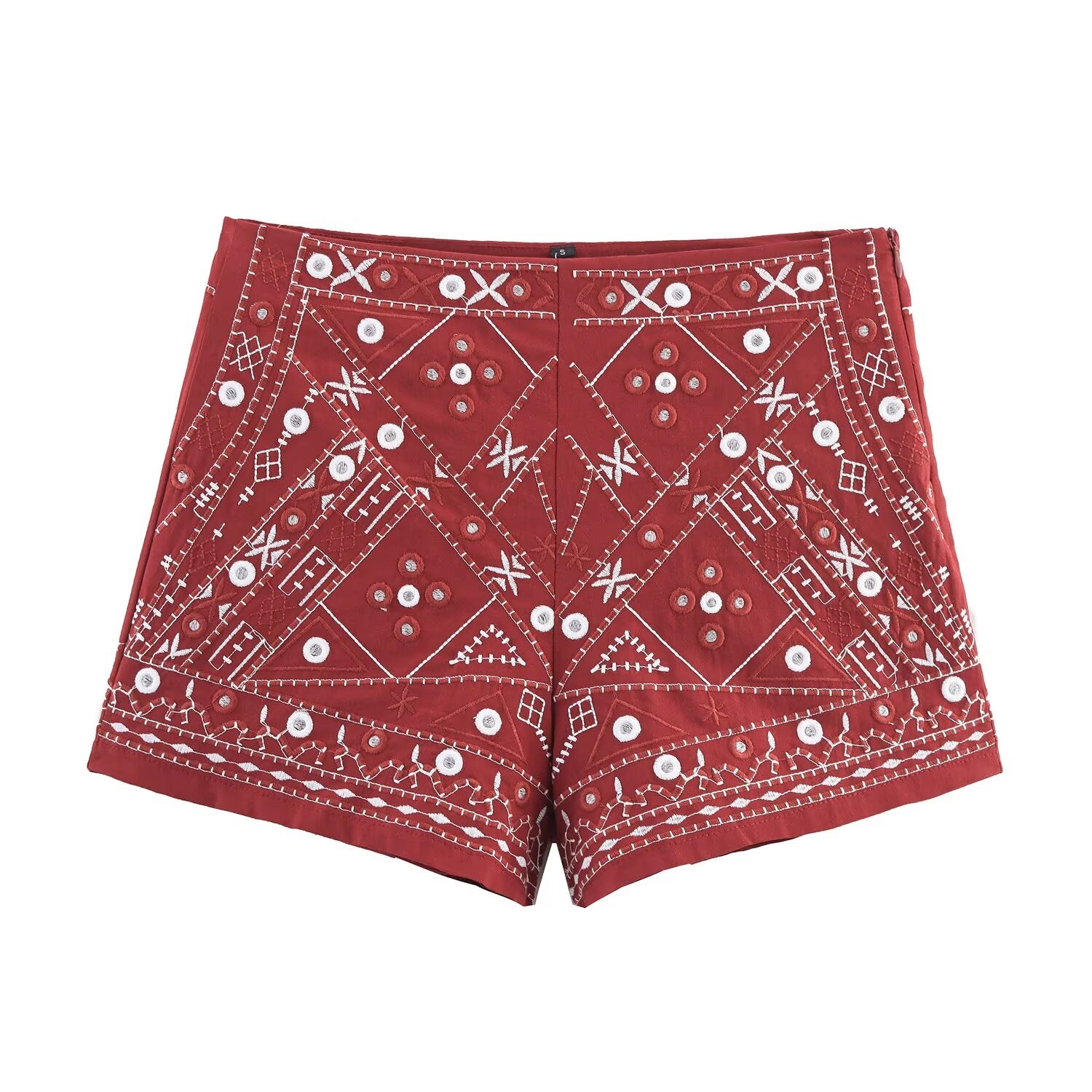 Women Clothing Mirror Surface Result Decorative Embroidered Vest Shorts Set