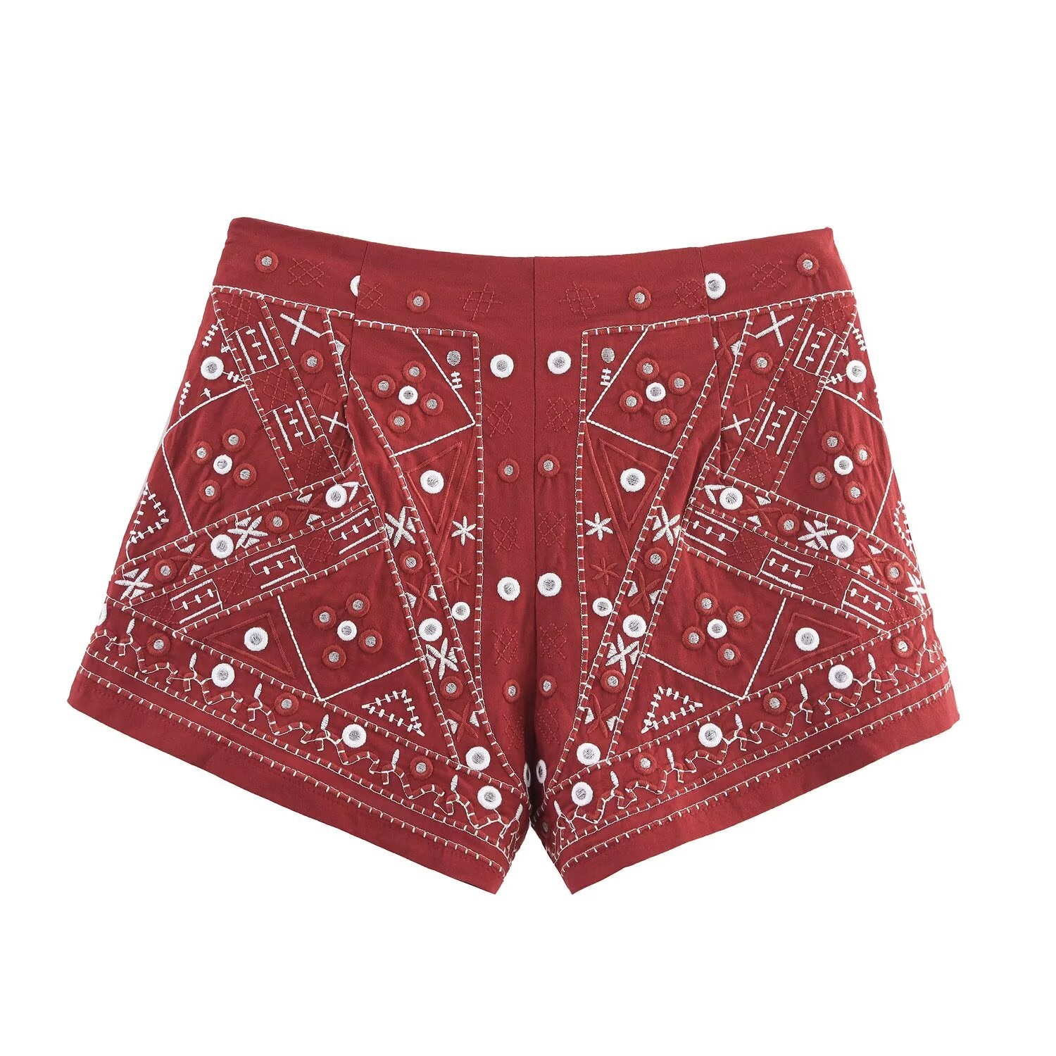Women Clothing Mirror Surface Result Decorative Embroidered Vest Shorts Set