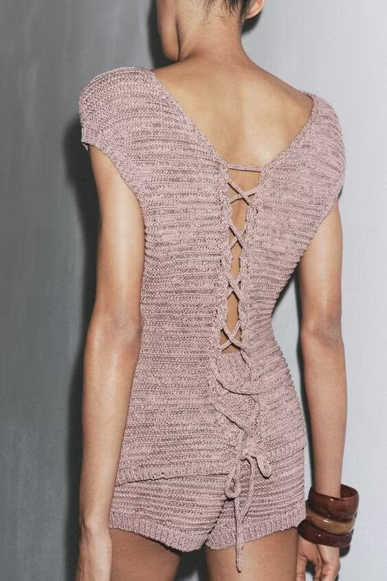 Homemade Women Textured Knitted Top Textured Knitted Shorts