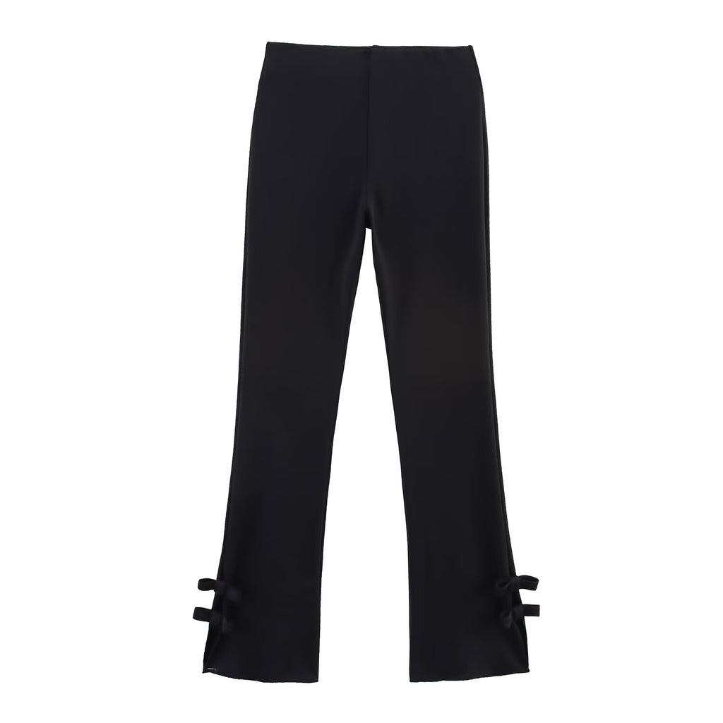 Women Wear Bowknot Decoration Asymmetric Top Bell Bottom Pants Sets