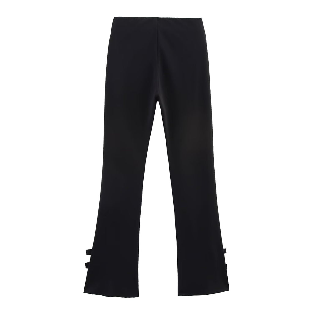 Women Wear Bowknot Decoration Asymmetric Top Bell Bottom Pants Sets