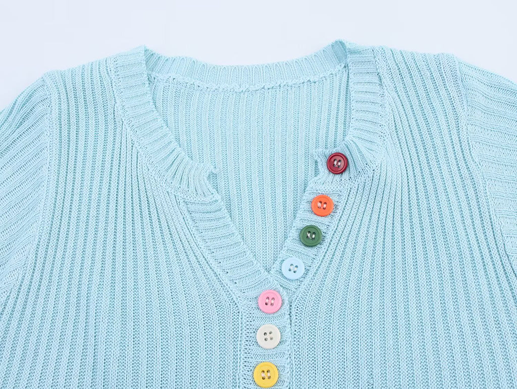 Women Summer V neck Short Sleeve All Matching Sweater Slim Fit Top