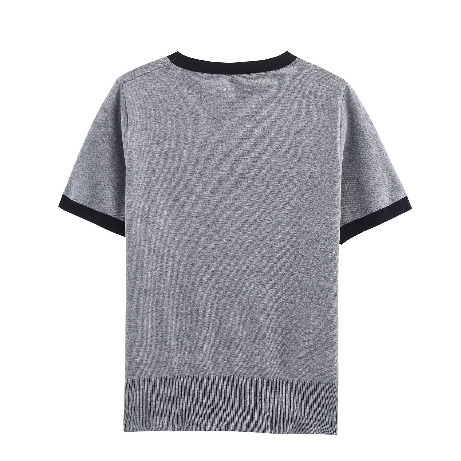 Women Contrast Color round Neck Pullover Sweater