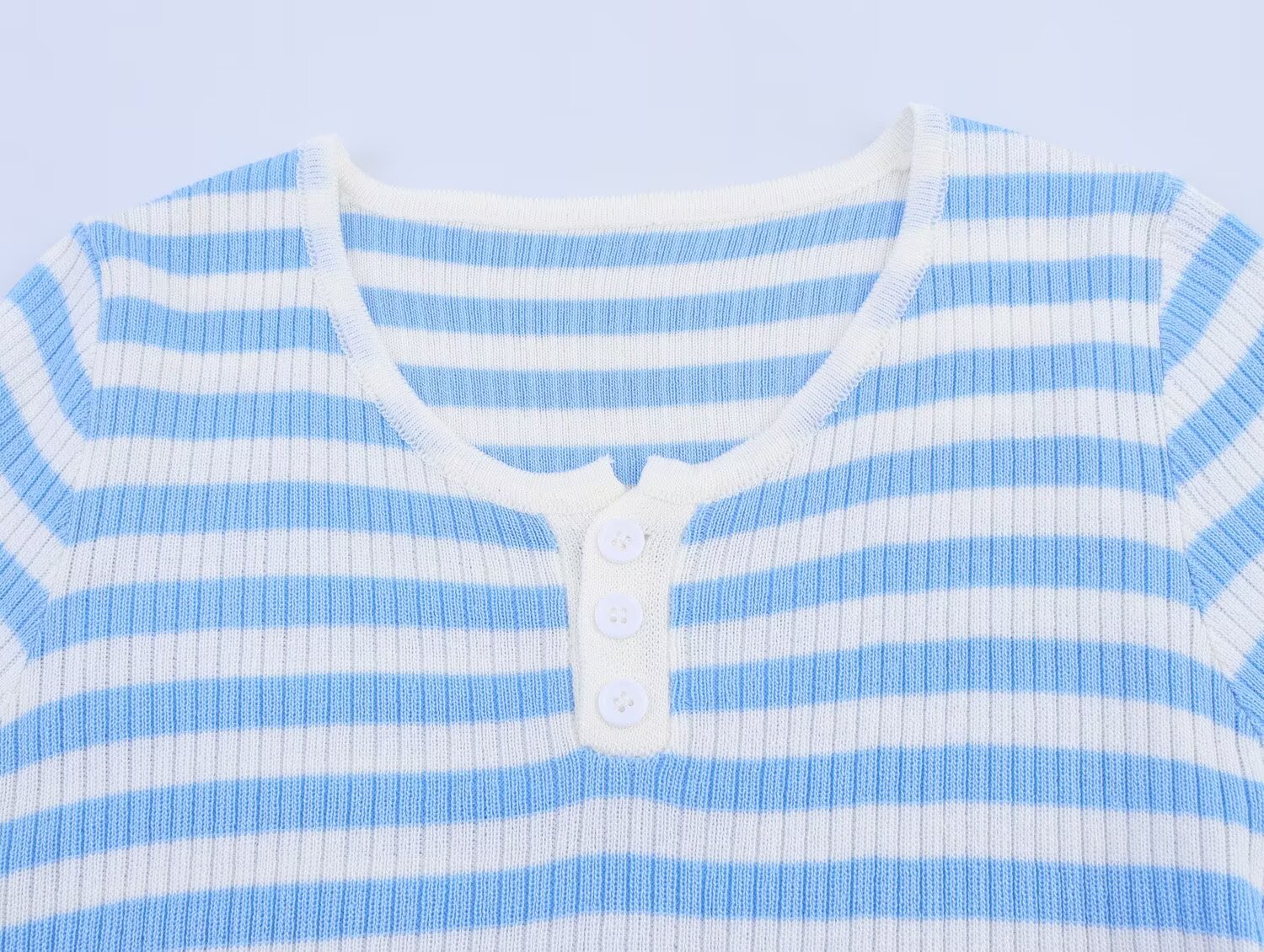 Summer Striped Short Sleeved T shirt for Women Niche round Neck Stretch Slim Fit Top