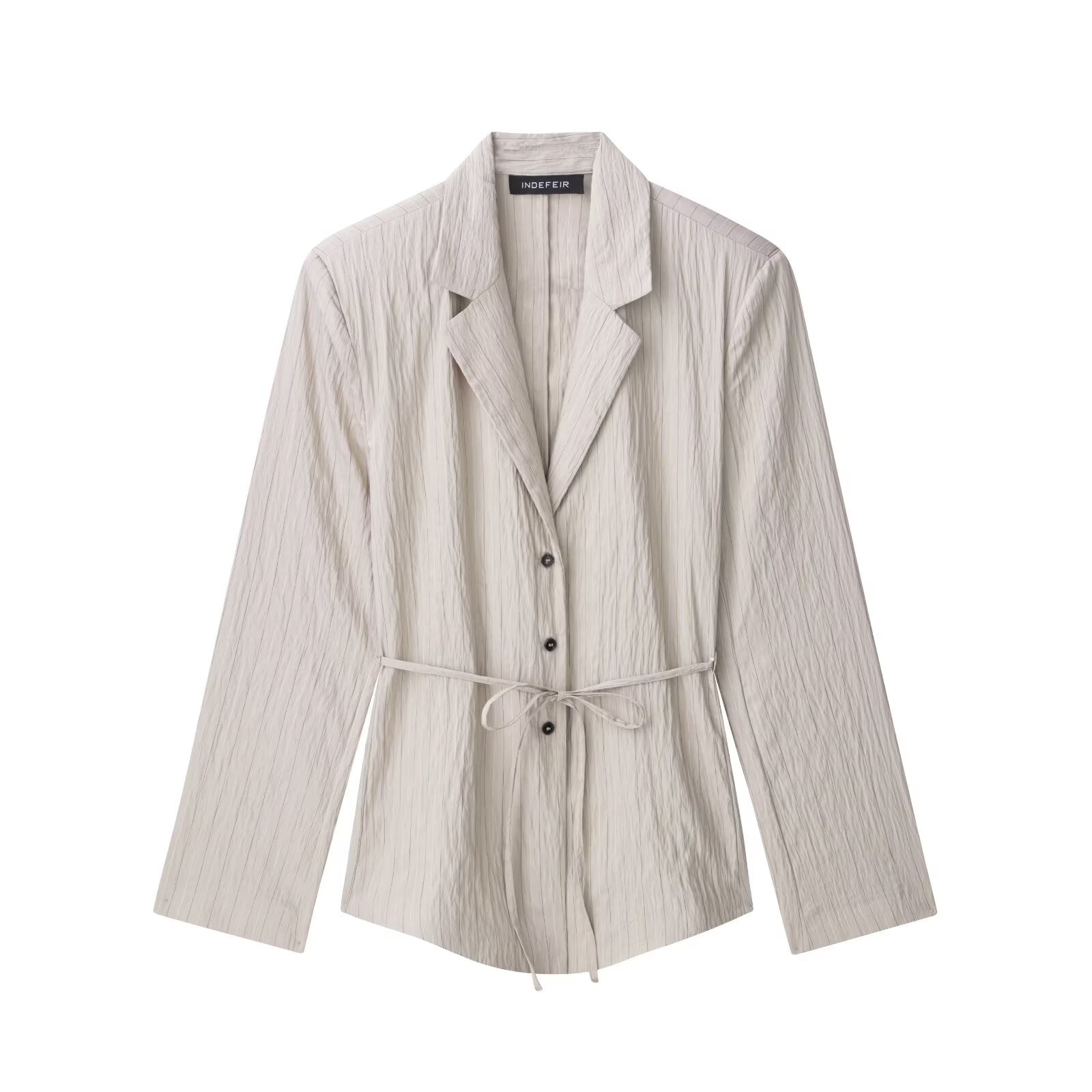 Women Wear Thin Belt Striped Coat Shorts