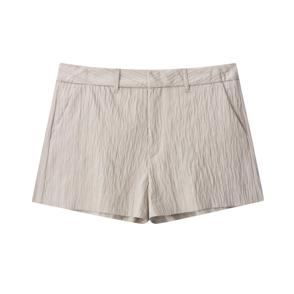 Women Wear Thin Belt Striped Coat Shorts
