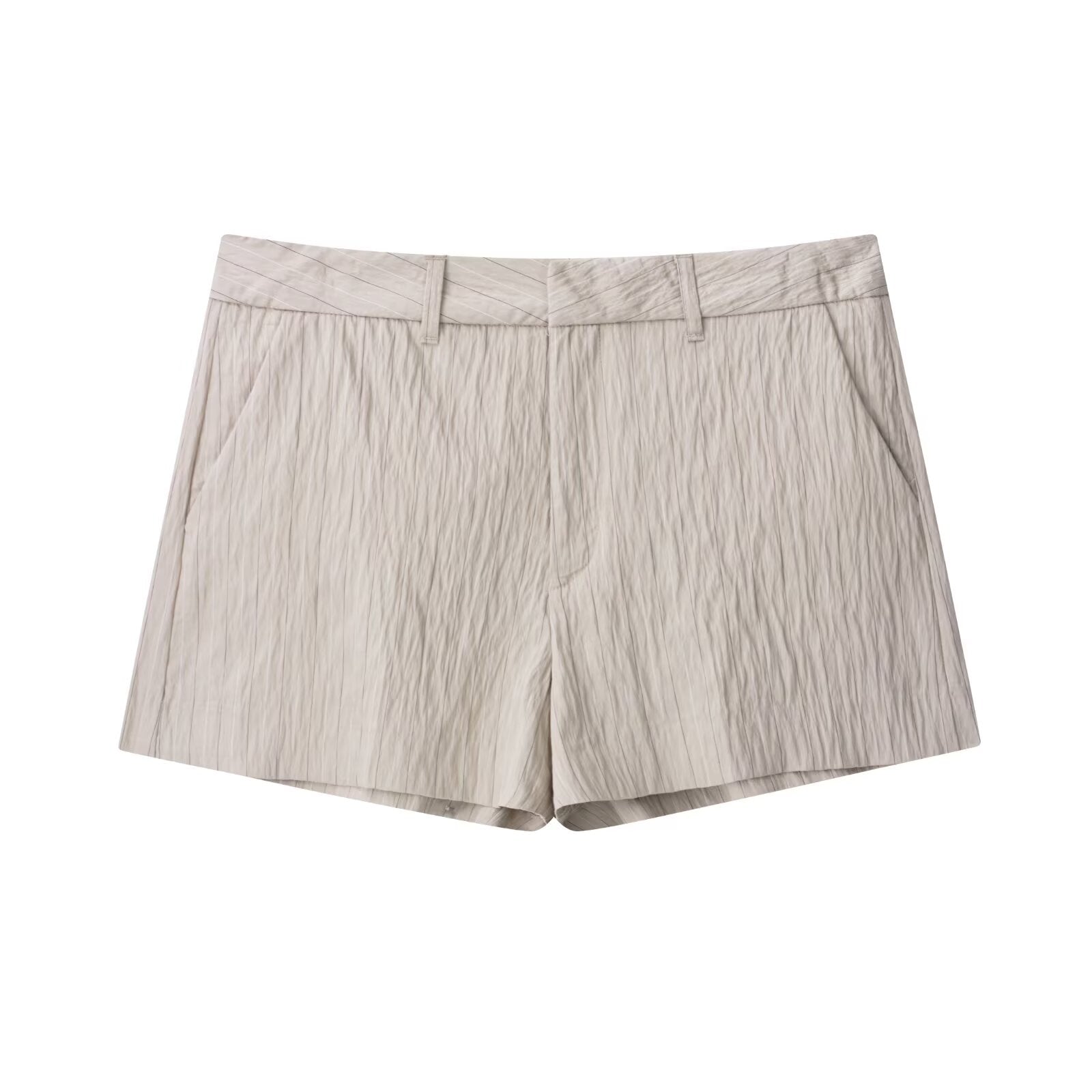 Women Wear Thin Belt Striped Coat Shorts