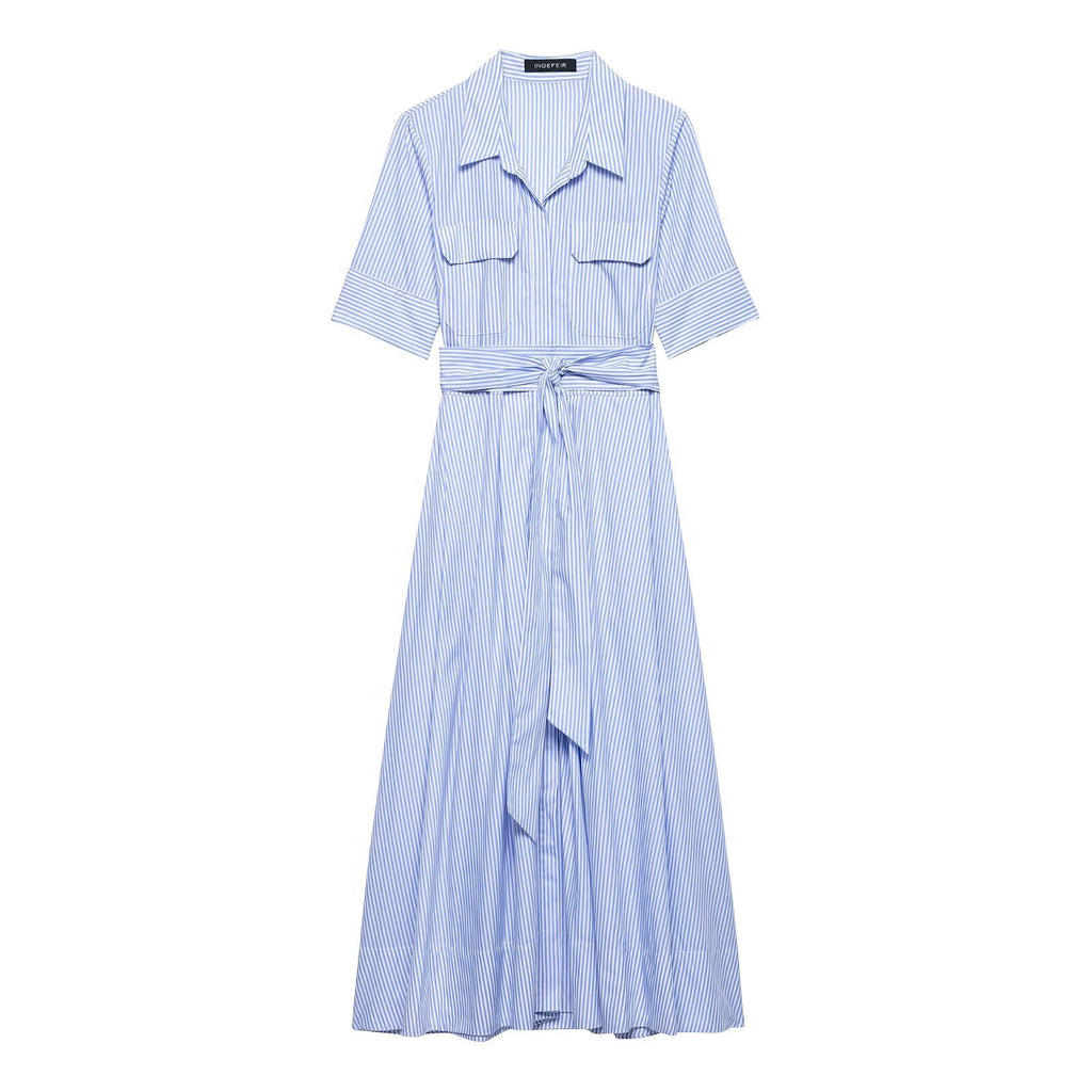 Women Wear Simple Poplin Shirt Dress