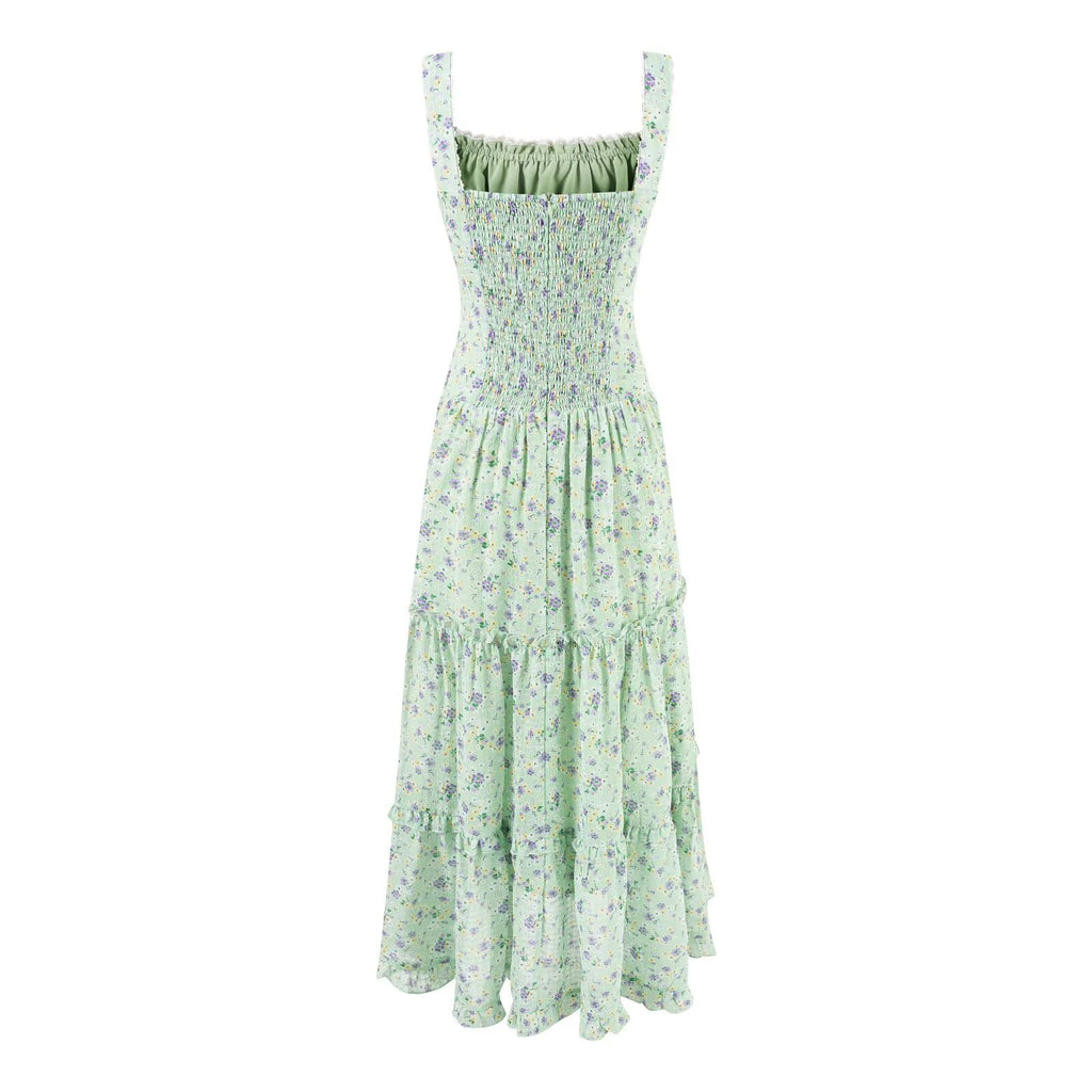 Women Clothing Summer Vacation Stitching Printing Slip Dress