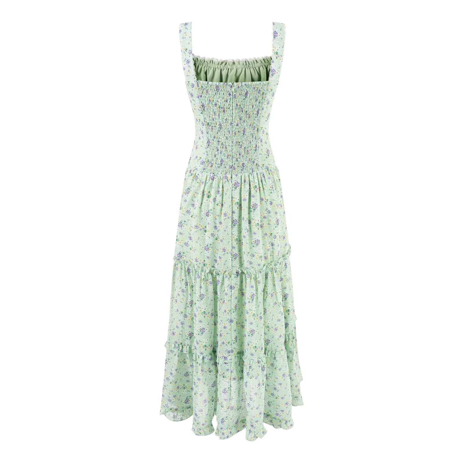 Women Clothing Summer Vacation Stitching Printing Slip Dress