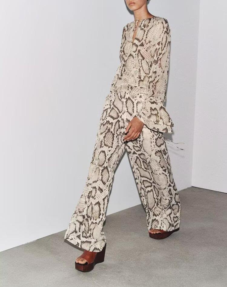 Summer Women Casual Animal Print Shirt Pants