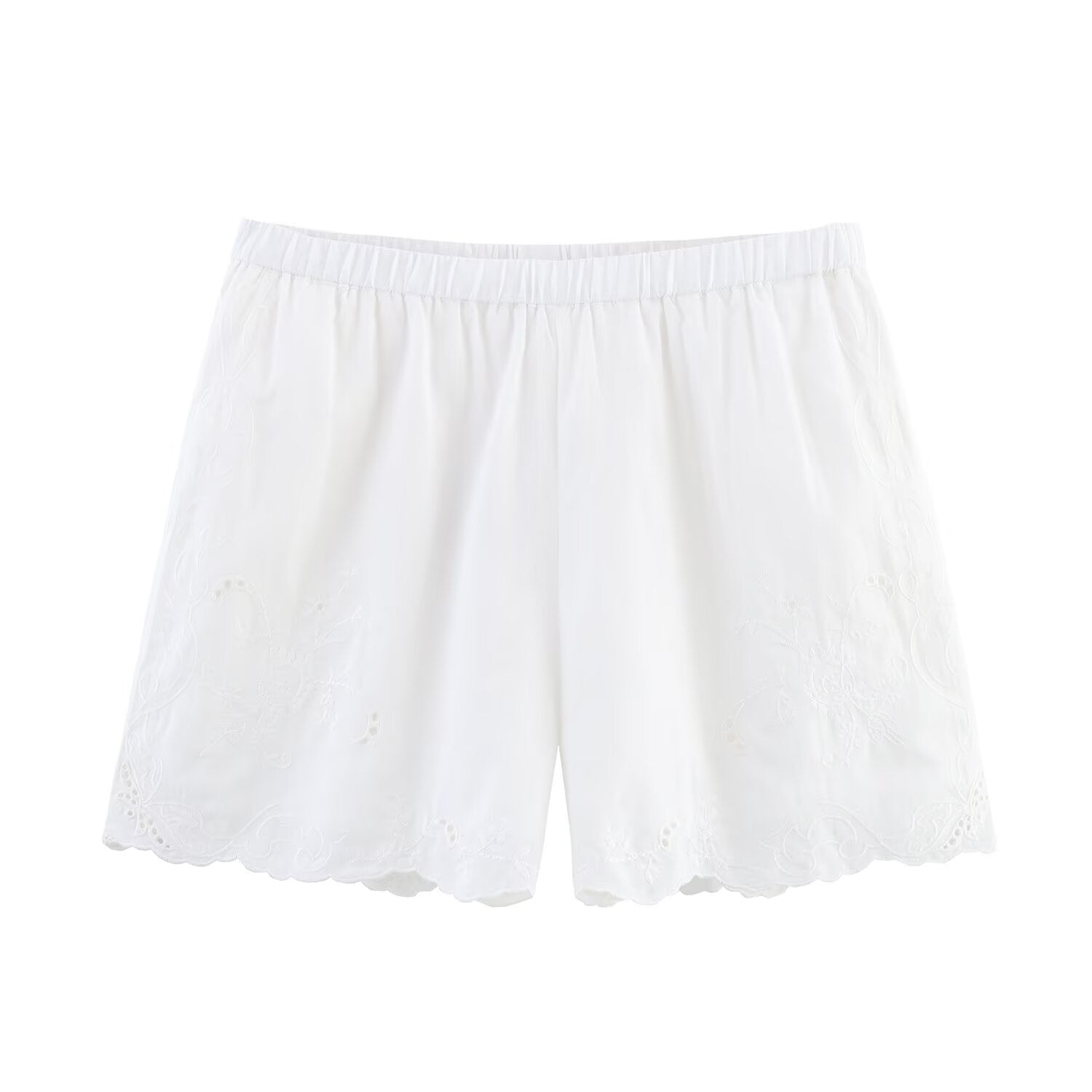Summer Women Casual Simple Floral Embroidered Shorts