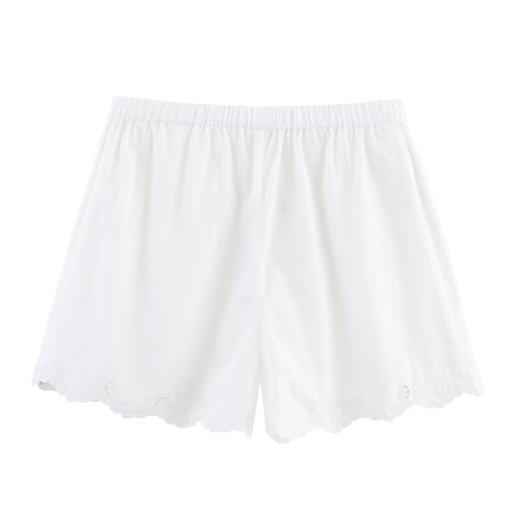 Summer Women Casual Simple Floral Embroidered Shorts