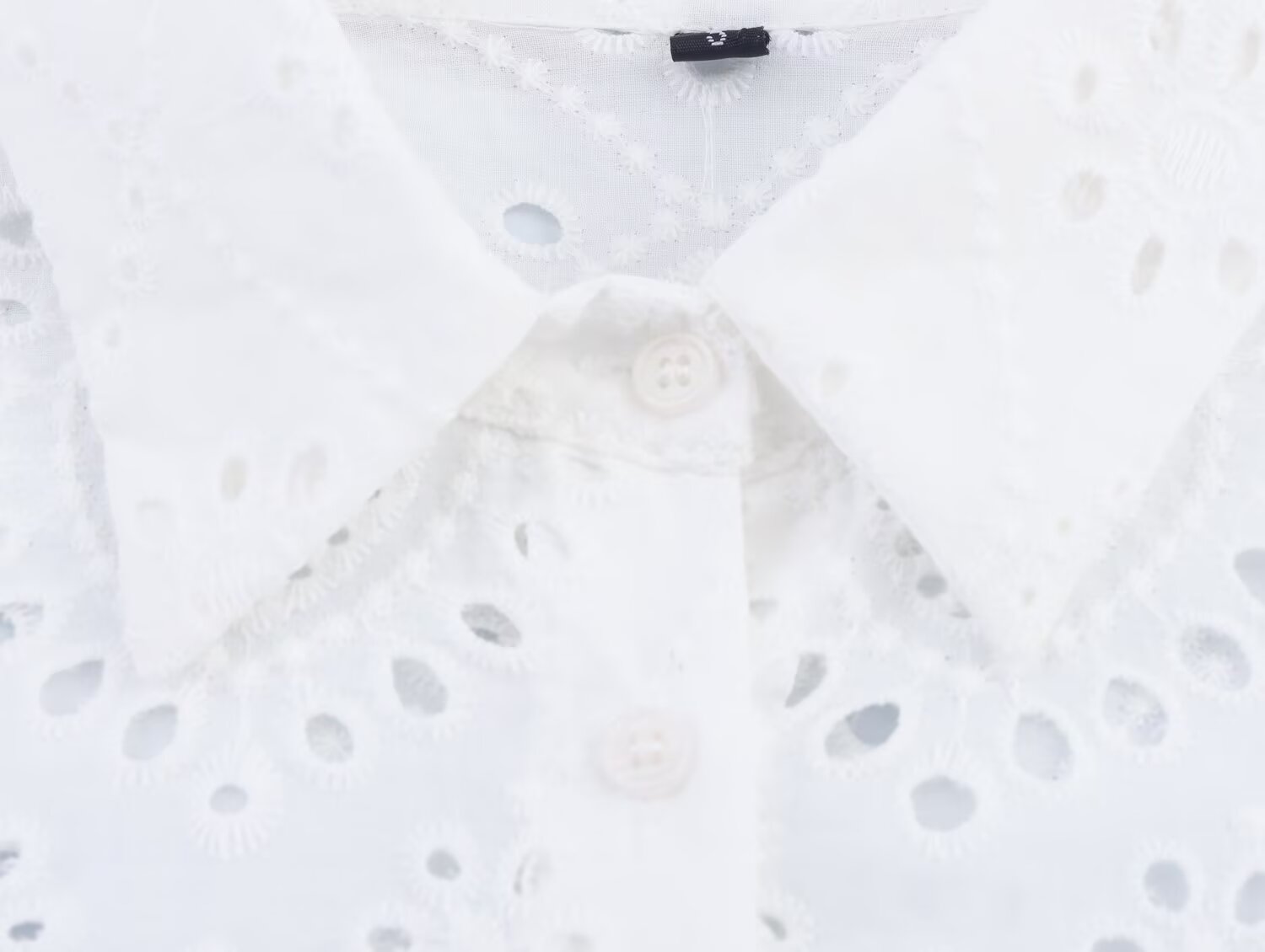 Summer Women Clothing Simple All Matching Collared Hollow Out Cutout Embroidered Women Shirt