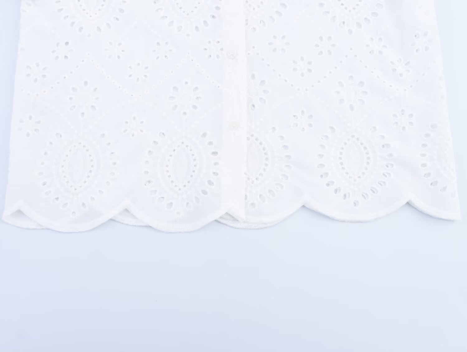 Summer Women Clothing Simple All Matching Collared Hollow Out Cutout Embroidered Women Shirt